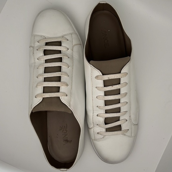 Vince Shoes - Vince Verrel Slip on Sneakers Open Back White Leather Low Top Shoes‎ Size 8.5
